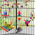 Bird Toys for Conures with Colorful Ladder Hammock Bird Cage Accerious Bird Perch Stand Chewing Toys Hanging Bell for Parrot Parakeet Cockatiel Lovebirds