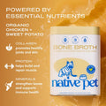 Native Pet Bone Broth for Dogs and Cats - Chicken Bone Broth Powder Dog Food Toppers for Picky Eaters - Provides Extra N