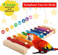 Large Parrot Suspensible Xylophone Toy, Multicolored Natural Wooden Bird Chewing Toys with Grinding Stone for Large, Med