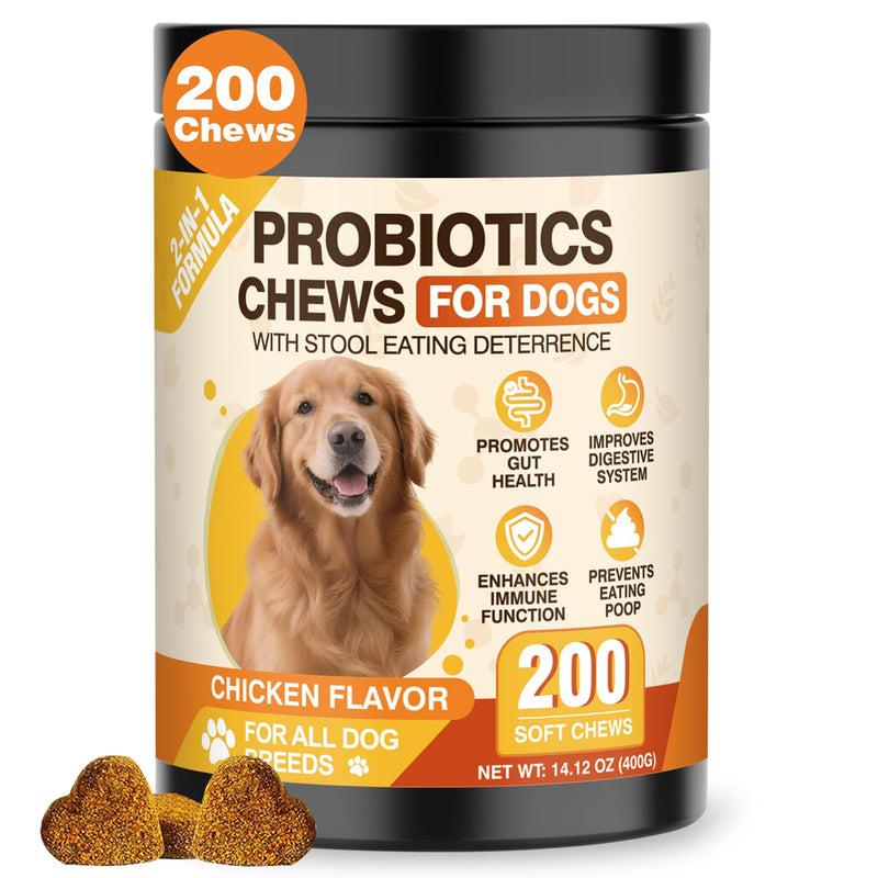 NEXZL 200 Count Probiotic Chew for Dogs-Probiotics Chews for Gut Digestive Health & Itchy Skin Support Relieve Diarrhea Enhance Immunity Breath Freshener with Enzymes Prebiotic Pumpkin-Chicken