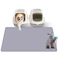 Silicone Cat Litter Mat with Toy, 38x25 Inch Large - Waterproof, Easy Clean Trapping Mat for Kitty Litter Box, Non-Slip Litter Box mat for Hardwood Floors & Carpet Protection (Grey)