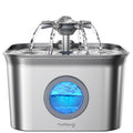 Stainless Steel Cat Water Fountain, 99oz/2.8L Auto Pet Drinking Fountain with 20dB Ultra-Quiet Pump- Ideal for Timid Pets, LED Water Level Window, Dishwasher Safe, 24/7 Circulating Flow - FEELNEEDY
