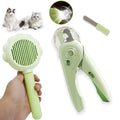 Lifmegik Self Cleaning Cat Brush for Shedding, LED Light Nail Clipper, Nail Clipper and Nail File, Slicker Brushes and Nail Trimmer for Long Haired Cats, Grooming Kit, Cat Lover Gifts