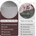 HNeekyr Stainless Steel Cat Litter Box for Adult Cats or Kitty/Kitten 18"x14"x6" Rust-Proof, High Side, Non Stick, No Smell, Easy to Clean Metal Cat Litter Box