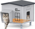 Indestructible Heated Cat House for Outside, 100% Waterproof & Weatherproof Heated Outdoor Cat House with Escape Door fo