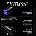 UV Light Blacklight Flashlight:12 LED Black Light Finds Hidden Pet Urine