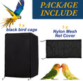 Universal Bird Cage Cover,Pet Cage Cover,100% Shading Oxford Cloth with PU Coating Layer,Good Night for Small Animals,Adjustable Soft Airy Nylon Mesh Net for Round Square Cages (Black, 35×25×47in)