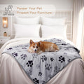 CAPT.SNOOZE Waterproof Dog Blankets Pet Blanket 50"x60", Soft Fluffy Sofa Car Bed Protector, Reversible Sherpa Fleece Dog Blanket for Large Dogs(Light Grey-Paws)