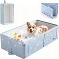 Collapsible Dog Bath Tub for Small Dogs & Cats, Portable Puppy Tub with Side Drain Outlet, Hanging Tab, Foldable Rigid-P