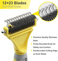 Tessenyh Professional Dog Brush for Shedding, Undercoat Rake for Medium and Long Haired & Double Coated Dogs, Double Sided Design with 12+23 Blades