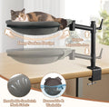 Unidevice Cat Desk Bed - Sturdy Cat Bed for Desk with 360° Rotating & Adjustable Height, Elevated Cats Nest Perch for Desk, Grey