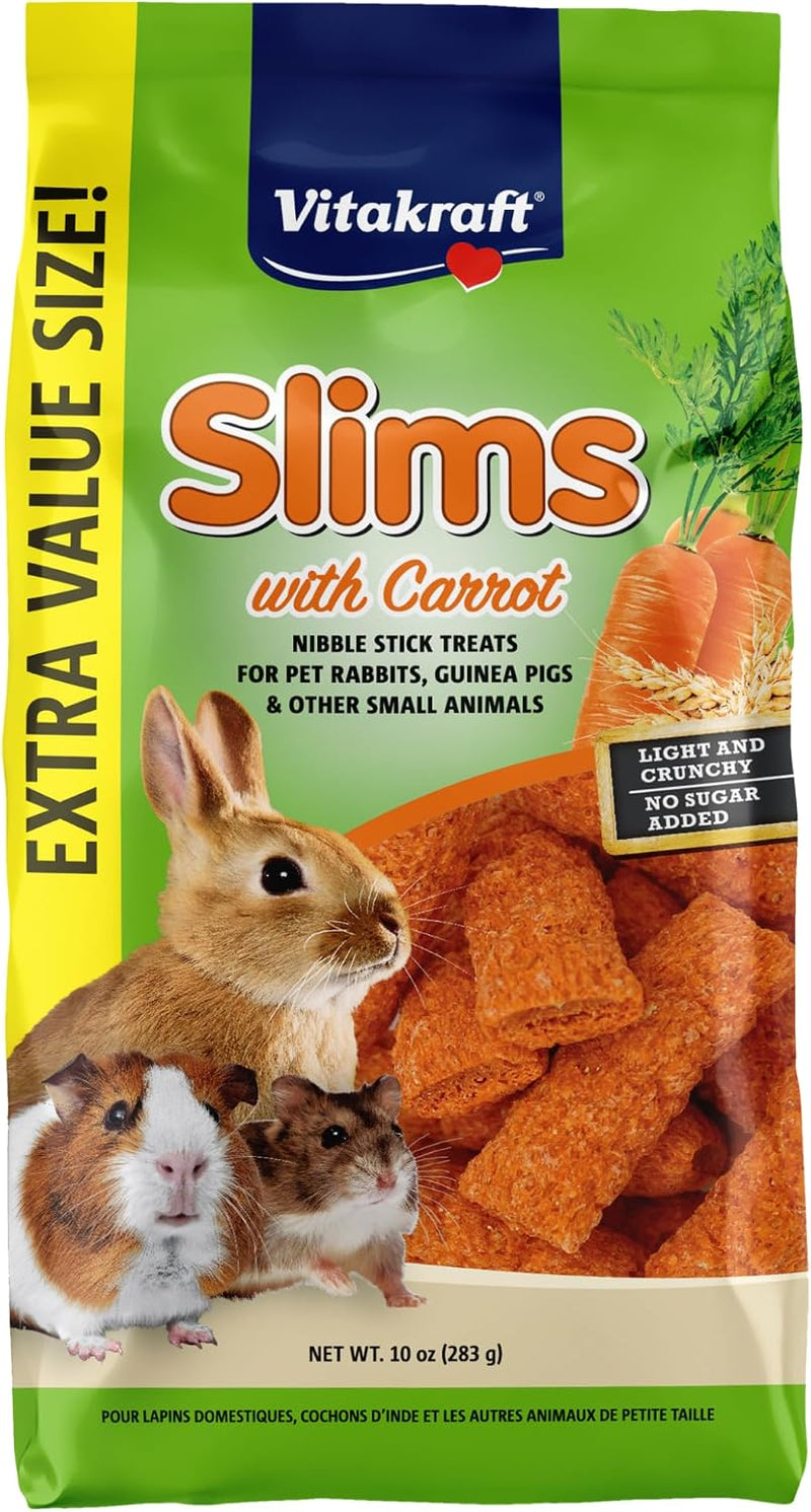Vitakraft Slims Carrot Small Animal Treats – Light, Healthy Food Bites - Crispy Carrot Treats for Rabbits, Guinea Pigs, 