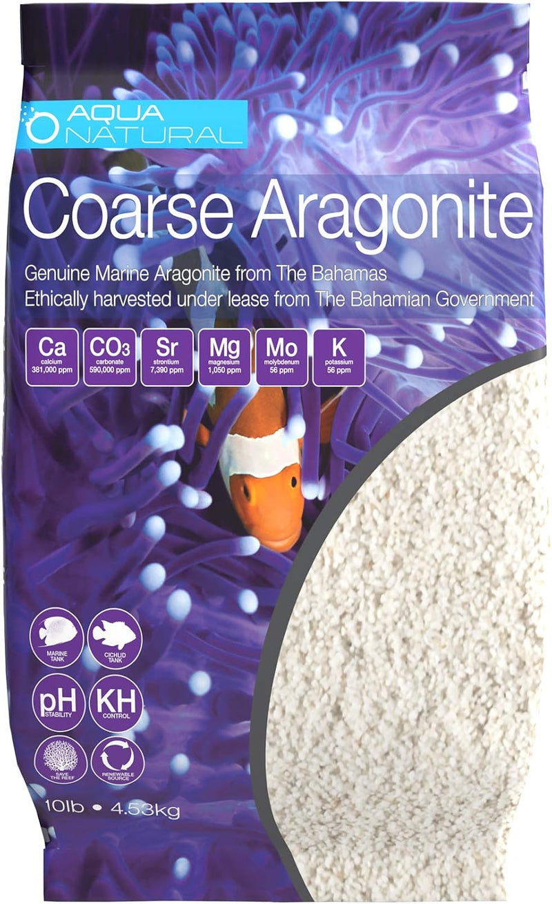 Aqua Natural Aquarium Sand, Coarse Aragonite, 10lb