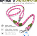 pawstrip Hands Free Dog Leash Crossbody Dog Running Leash Handsfree Pet Rope for Hiking Training Heavy Duty Reflective Pet Walking Belt (Pink)