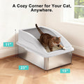2 Pack Stainless Steel Litter Box | XL Enclosed Cat Litter Boxes with Lid for Big Cats and Multi-Cats | High Sided, Anti