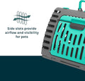 SportPet X-Large Hard-Sided Travel Cat Carrier - Cat Carrier with Patented Wide Side-Opening Door, Foldable Portable Pet Carrier for Cats & Small Pets up to 35lbs - Dark Gray/Teal