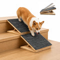 Weathrix 2 Pack Dog Ramp for Stairs - Solid Wood Adjustable & Foldable Pet Ramps, 3 Heights, Non-Slip Silicone Base & Traction Felt, 100lb Capacity, Indoor Stairs & Porch