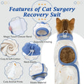 DENTRUN Cat Surgery Recovery Suit Female Male Soft Onesie, Kitten Surgical Collar Cone Alternative Shirt, Abdominal Wounds Anti-Licking Pajama for Small Pets Spay, Cat Body Suit Post Surgery