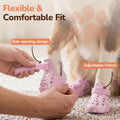 Dog Shoes for Hot Pavement, 4 Pack EVA Glow Dog Boots, Pink, Size 7