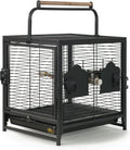 Prevue Pet Products Playtop Travel Carrier - Outdoor Travel Bird Cage for Small Parrots & Birds, Front Facing Door, Rope Perch, Lightweight & Portable, Easy Transport - Black