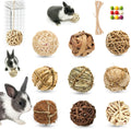 9PCS Bunny Chew Grass Balls with Rope, Rolling Molar Toys for Small Animals