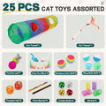 iCAGY 25 Pcs Cat Toys for Cats, Indoor Kittens - Interactive Variety Pack, 45 inches Rainbow Cat Tunnel, Feather Teaser, Feather Golf, Mice, Springs, Balls, Noise Toys - Rainbow/Colorful 45"