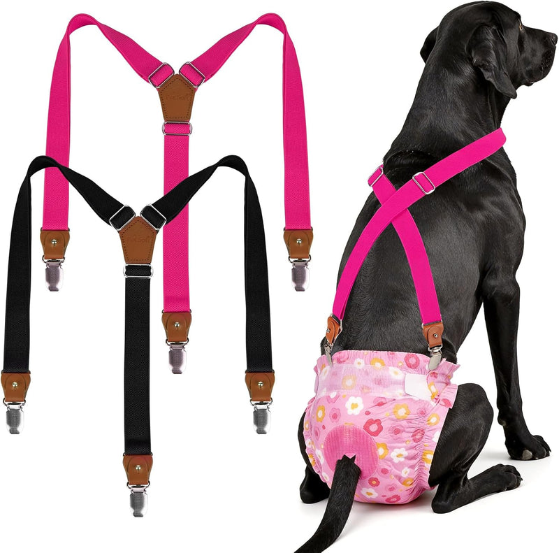 Pet Soft Dog Suspenders 2 Pieces Female Dog Diaper Suspenders for Dogs Diaper Keeper Suspender for Dogs Skirt, Dress, Diapers (Cute Hearts, S/M)
