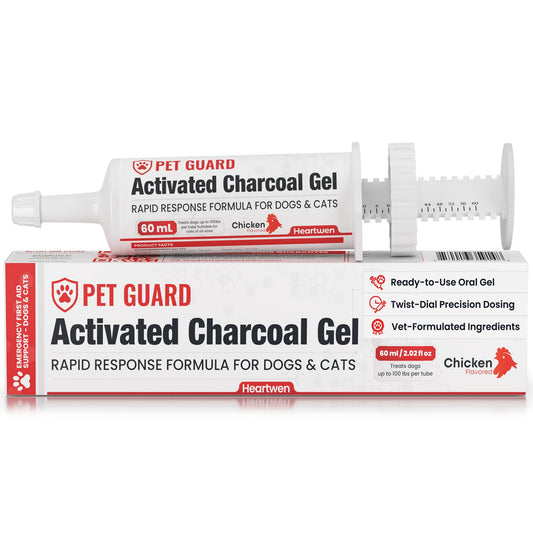 Heartwen Activated Charcoal for Dogs & Cats (60 mL) | Emergency Pet First Aid for Accidental Ingestion & Digestive Support | Simple to Dose, Ready-to-Use | Chicken Flavored