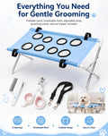 Dog Bath Holder for Small Dogs, Foldable Dog Grooming Hammock Stand，Blue