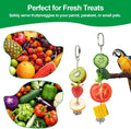 2 Pcs Bird Cage Food Holder Stainless Steel Parrot Fruit & Vegetable Skewer Hanging Foraging Toy for Parakeets, Budgies, Macaws
