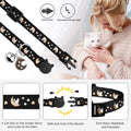 2Pcs Breakaway Cats Collars Cat Collars for Boy & Girl Cats Moons Adjustable Kitten Collars with Bell & Pendant Glow in 