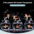 Mifoci 3 Pcs Fish Bowl Plastic Fish Tank Clear 100 oz Goldfish Bowl Multipurpose Round Desktop Aquarium Transparent for 