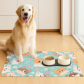 HOMETITUTE Cat Feeding Mat Blue Kitten Print Bowl Placemat 24 x 16 Inch