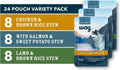Amazon Brand - Wag Wet Dog Food Topper, Chicken, Lamb, and Salmon Stew in Gravy, 3.5 oz Pouches (Pack of 24)