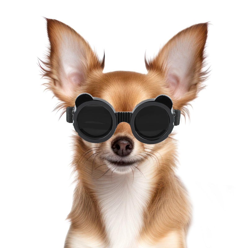Billionchains Dog Goggles for Small Breed UV/Wind/Dust Protection Puppy Sunglasses with Adjustable Strap - Black
