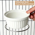 Rabbit Hanging Ceramic Bowl, Removable Cage Feeder Pet Food Water Bowl