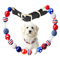 Adjustable Independence Day Beaded Dog Collar,20mm Red Blue White Patriotic Themed Beaded Dog Necklace,4th of July Decorations Pet Collar for Small/Large Pets, Daily Wear and Costume Parties