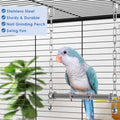 DBNESS Stainless Steel Large Bird Swing, Hanging Heavy Duty Parrot Swings Perches Stand Toys with Bell, Claw Grinding Birdcage Accessories for Macaw Afican Grey Amazon Cockatoo