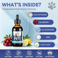 Dog & Cat Multivitamin, 15 in 1 Cat Vitamins with Glucosamine Cranberry, Pet Vitamins and Supplements Helps for Joints, Coat Shining, Immune System, Dog Liquid Multivitamin Promotes Appetite(60ml)