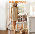 BFNN Free Standing Dog Gate, 16.5" High Short Pet Gate for Stairs and Doorways, Up to 48" Wide Foldable Puppy Fence, Indoor & Outdoor Use, No Drilling and No Assembly, for Small & Toy Dogs, White