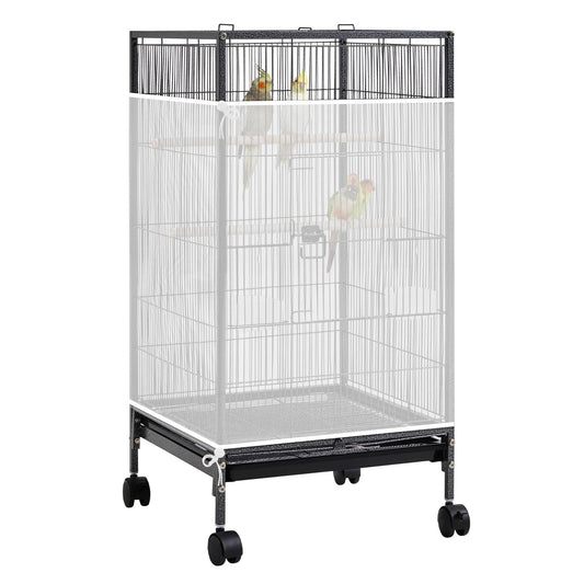 Trinkrittey Large Bird Cage Seed Catcher, 31 x 118 inches Adjustable Large Bird Cage Cover Elastic Band Mesh Cages Cover Skirt Nylon Mesh for Parakeet Parrot Cages