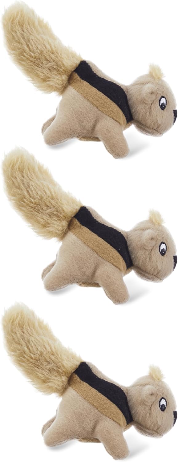 Outward Hound Squeakin' Squirrels Plush Squeaky Dog Toys, 3-Pack, 7