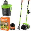 Pupzle Dog Pooper Scooper with Bag Attachment, 40" Long Handle Pooper Scooper for Large Dogs, Dog Poop Scoop for Yard, Large Capacity Swivel Bin and Rake, Lavender Scented Bags (Green)