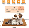 Cat Heating Pad, 6 Adjustable Temperature & 5 Timer Options, 15.7'' x 27.5'' Pet Heating Pad for Cats Dogs, Waterproof I