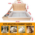 BESNEW Extra Large 3 in 1 Rabbit Hay Feeder with Litter Box,Upgraded Wooden Hay Feeder Set for Flemish Giant Angora Lop 