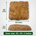 Low Profile Faux Rock Cover 20" W x 20" L x 3" H, Flat Fiberglass Landscape Rock for Well Caps, Septic Lids & Utility Co