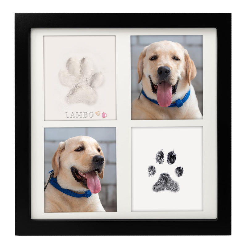 MYPAWLETS Ink & Clay Paw Print Kit for Dog Cat,Clean-Touch Ink Pad & Soft Clay,Pet Paw Print Impression Kit Large Area,Keepsake Frame for 1-2 Pets,Cat/Dog Gifts