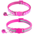zulinlong 2 Pack Breakaway Cat Collars with Bells, Reflective Design and Claw Print Design, Safety Buckle, Adjustable 7.5-12.5 Inches for Kittens & Cats (Rose)