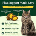 YOTANGO Cat Flea Treatment Crunchy & Creamy Chewables, 500 Chews Natural Flea and Tick Prevention for Cats + Skin and Coat Support, Daily Oral Supplement Chewables for Cats and Kittens (Salmon Flavor)