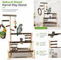 Bird Playground,Parrots Wooden Playstand with Removable Tray & Feeding Cups,Natural Wooden Parrot Stand Suitable for Sma